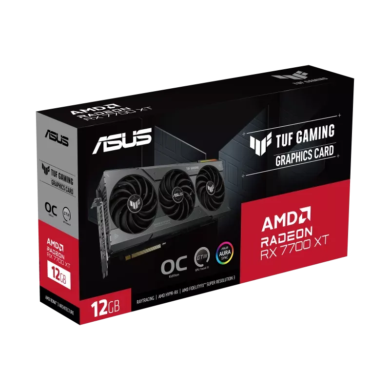 ASUS TUF Gaming TUF-RX7700XT-O12G-GAMING, Radeon RX 7700 XT, 12 GB, GDDR6, 192 bit, 7680 x 4320 pixels, PCI Express 4.0