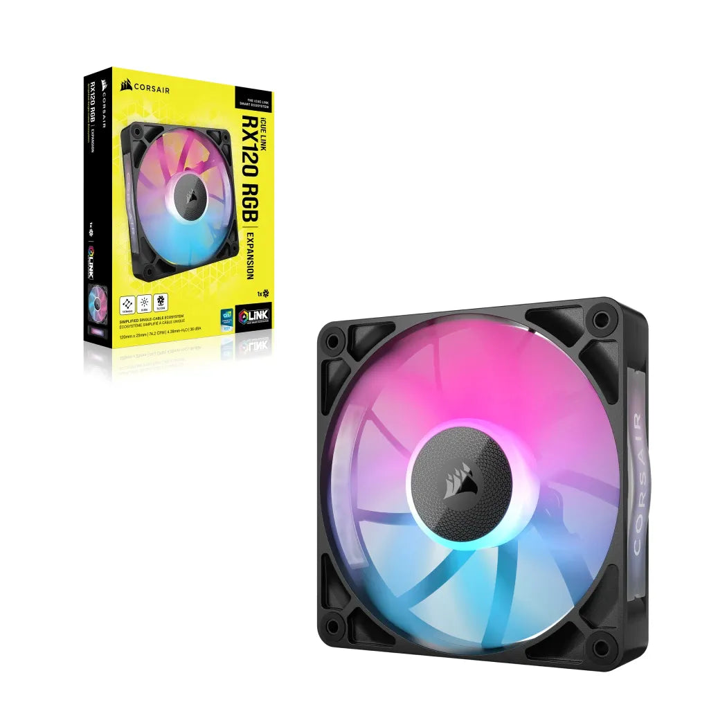 Corsair iCUE LINK RX120 RGB, Fan, 12 cm, 400 RPM, 2100 RPM, 36 dB, 73.5 cfm