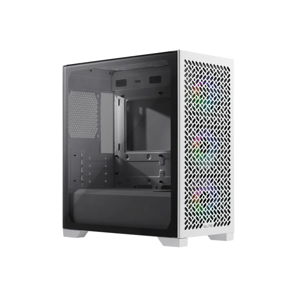 Cooler Master Case Masterbox 302 Mini-Tower; Tempered Glass Side Panel; preinstalled 3 x 120mm fans; 1 x 2.5'' HDD;  White