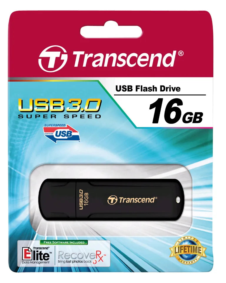 Transcend JetFlash JetFlash 700 16GB, 16 GB, USB Type-A, 3.2 Gen 1 (3.1 Gen 1), Cap, 8.5 g, Black