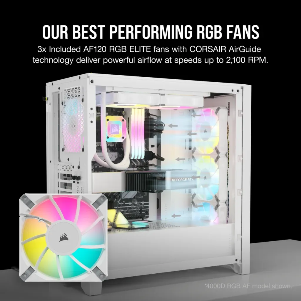 Corsair iCUE 5000D RGB Airflow, Midi Tower, PC, White, ATX, EATX, micro ATX, Mini-ITX, Plastic, Steel, Tempered glass, Gaming