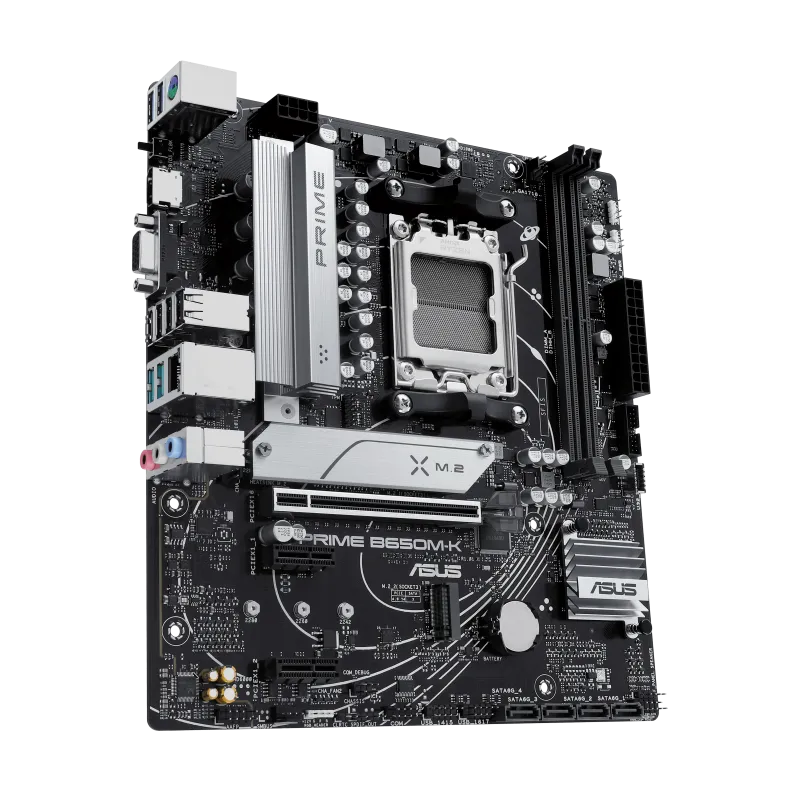 ASUS PRIME B650M-K, AMD, Socket AM5, AMD Ryzen™ 5, AMD Ryzen™ 7, AMD Ryzen 9 7th Gen, Socket AM5, DDR5-SDRAM, 96 GB