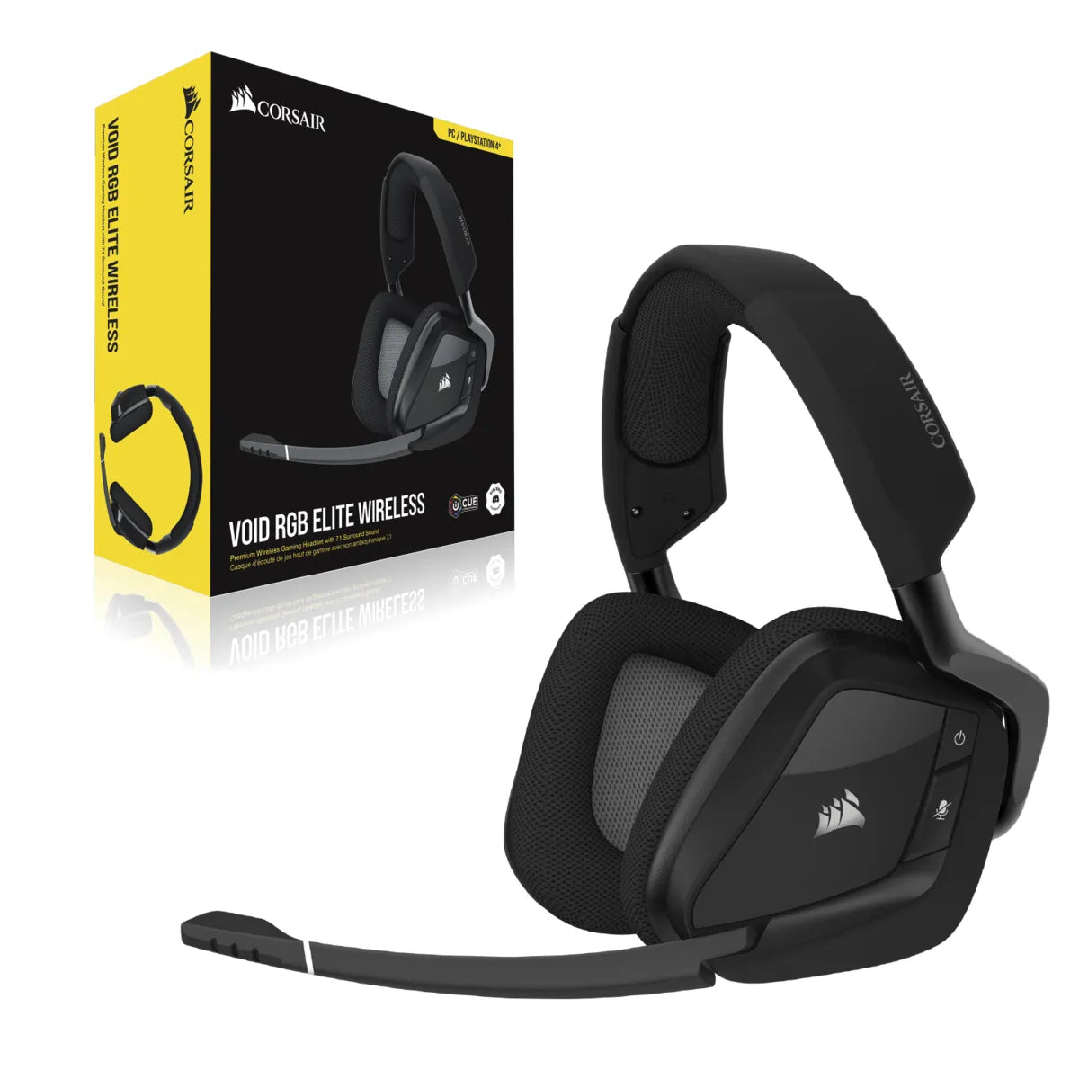 Corsair VOID RGB ELITE, Headset, Head-band, Gaming, Black, Binaural, Rotary