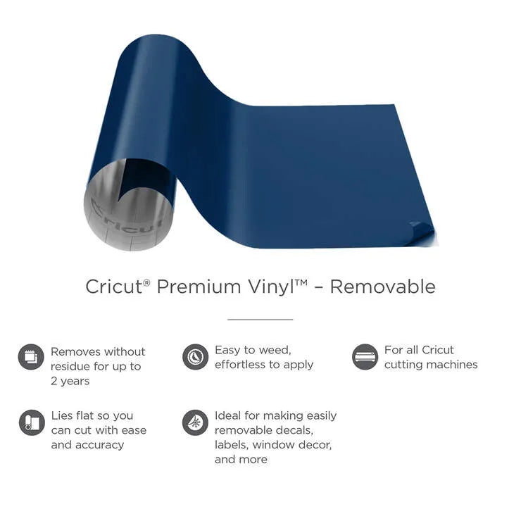 Cricut Prem Vinyl, Removable, Blue, Vinyl, Indoor, 1220 mm, 305 mm