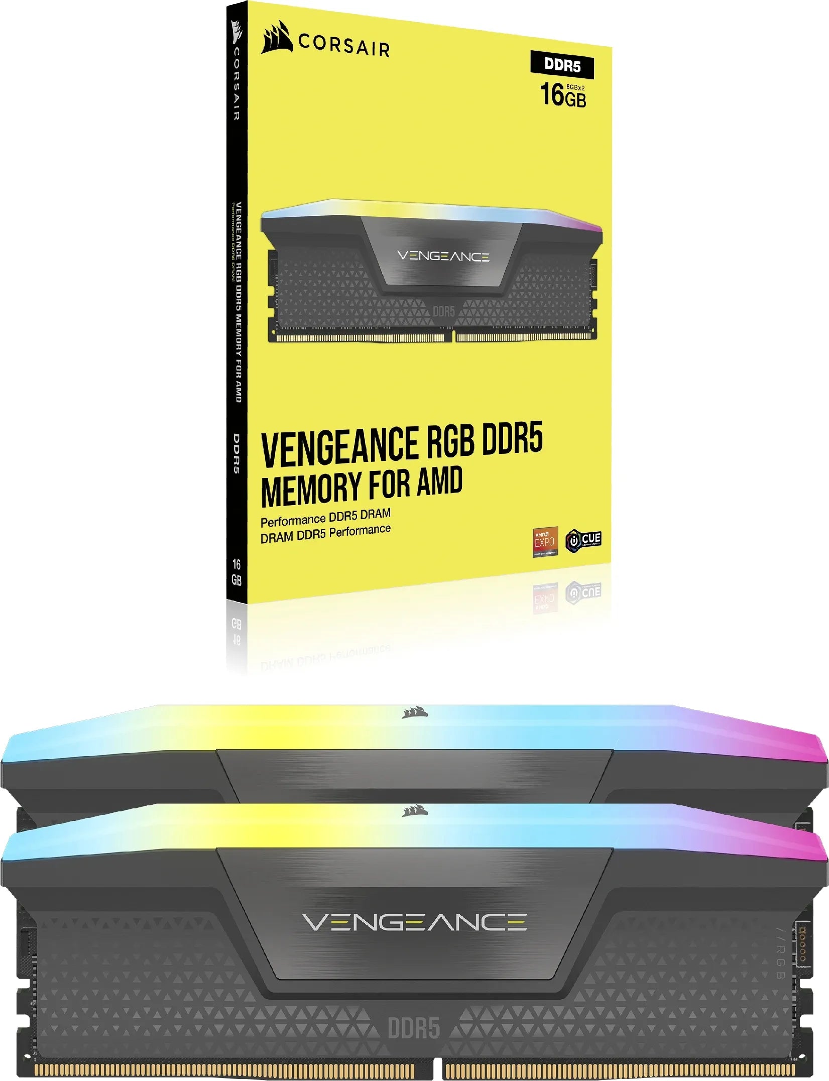 Corsair Vengeance RGB CMH32GX5M2E6000Z36, 32 GB, 2 x 16 GB, DDR5, 6000 MHz, 288-pin DIMM