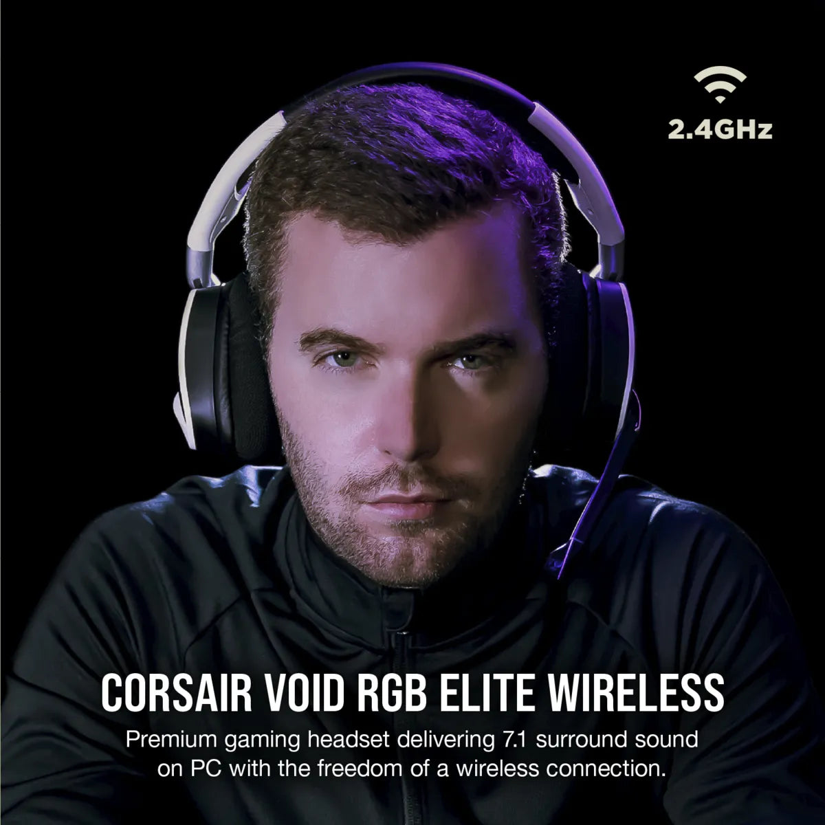 Corsair VOID RGB ELITE Wireless, Headset, Head-band, Gaming, Black,White, Binaural, 7.1 Surround Sound