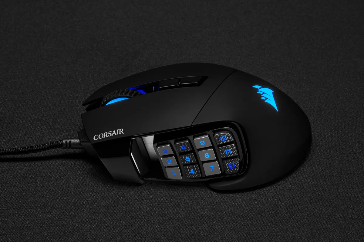 Corsair SCIMITAR RGB ELITE, Right-hand, Optical, USB Type-A, 18000 DPI, Black