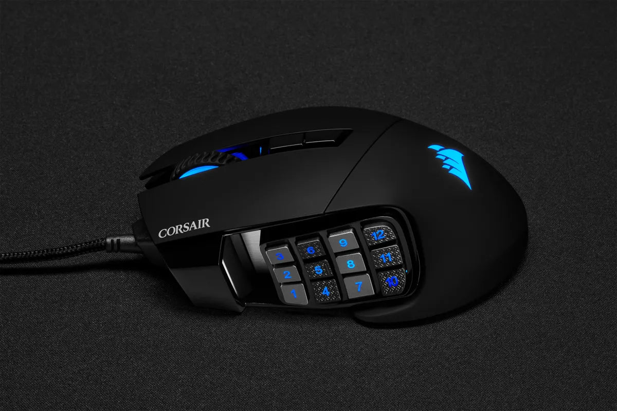 Corsair SCIMITAR RGB ELITE, Right-hand, Optical, USB, 18000 DPI, Black
