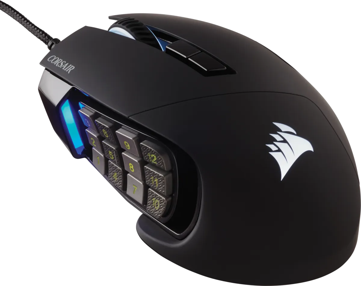 Corsair SCIMITAR RGB ELITE, Right-hand, Optical, USB Type-A, 18000 DPI, Black