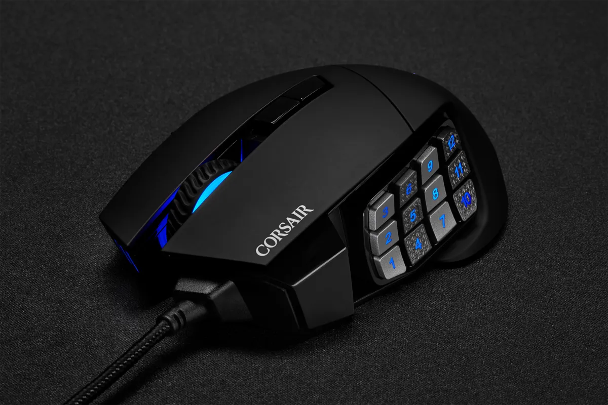 Corsair SCIMITAR RGB ELITE, Right-hand, Optical, USB Type-A, 18000 DPI, Black