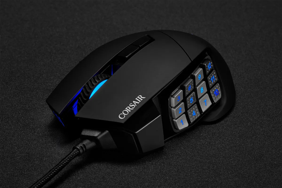 Corsair SCIMITAR RGB ELITE, Right-hand, Optical, USB, 18000 DPI, Black