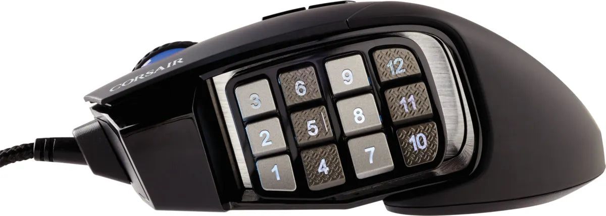 Corsair SCIMITAR RGB ELITE, Right-hand, Optical, USB, 18000 DPI, Black