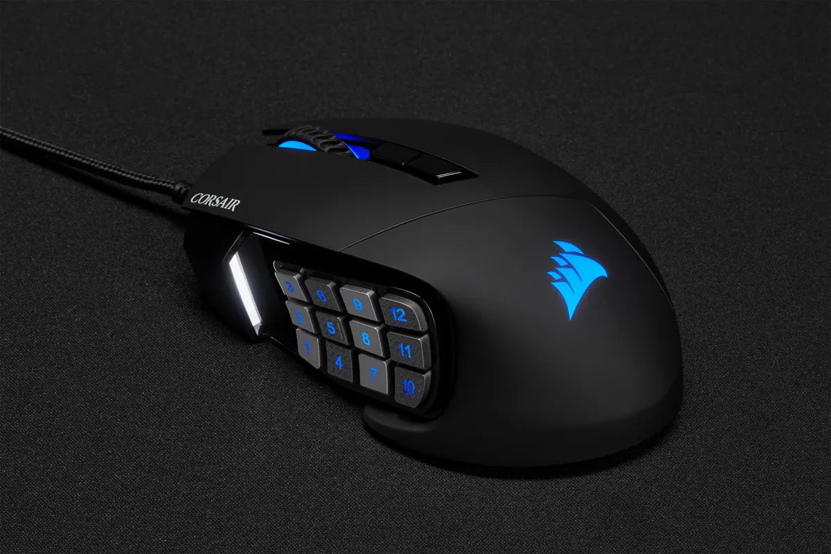 Corsair SCIMITAR RGB ELITE, Right-hand, Optical, USB, 18000 DPI, Black