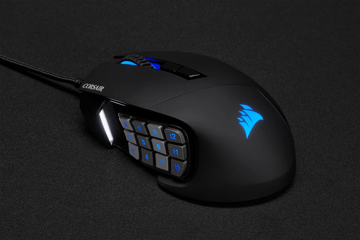 Corsair SCIMITAR RGB ELITE, Right-hand, Optical, USB Type-A, 18000 DPI, Black
