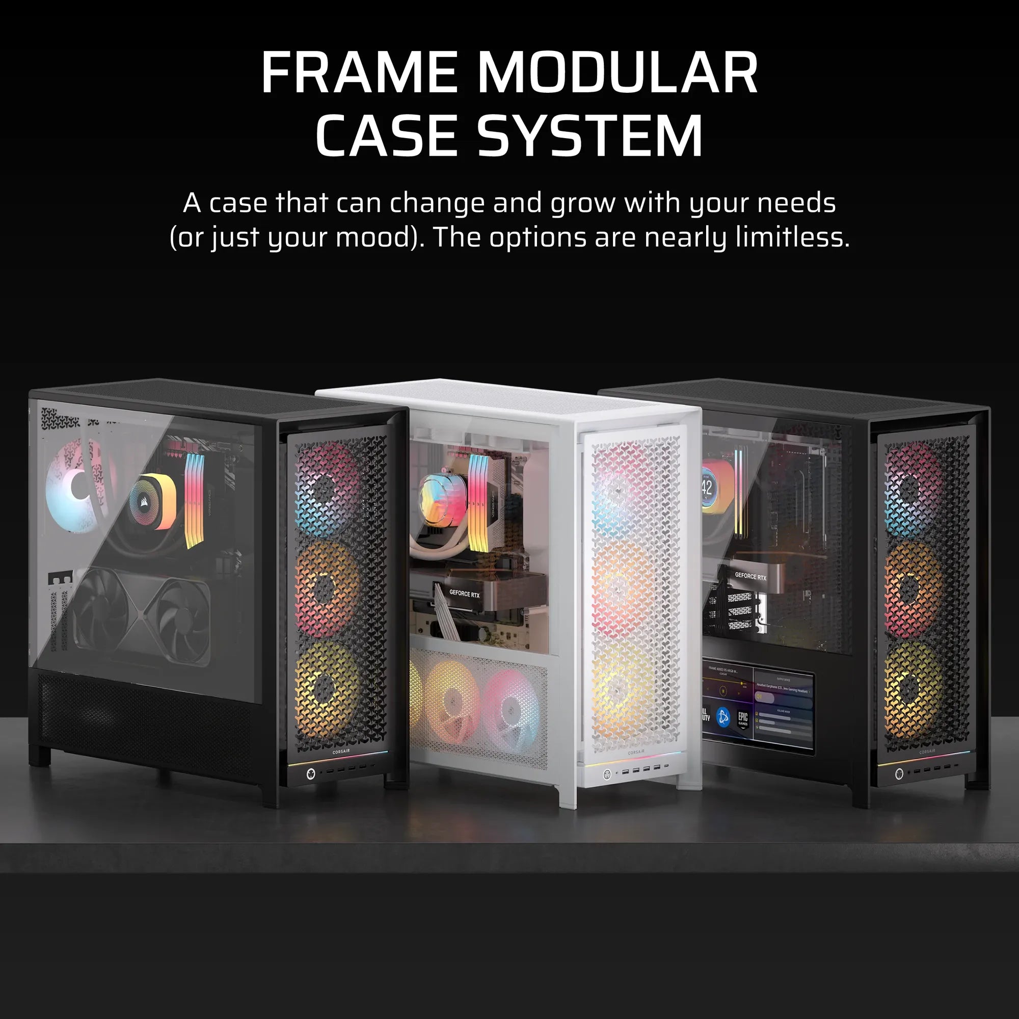 FRAME 5000D RS Mid-Tower PC Case; 4x RS 140 PWM Fans; 2x 2.5'' ; 1x 3.5''; Black.