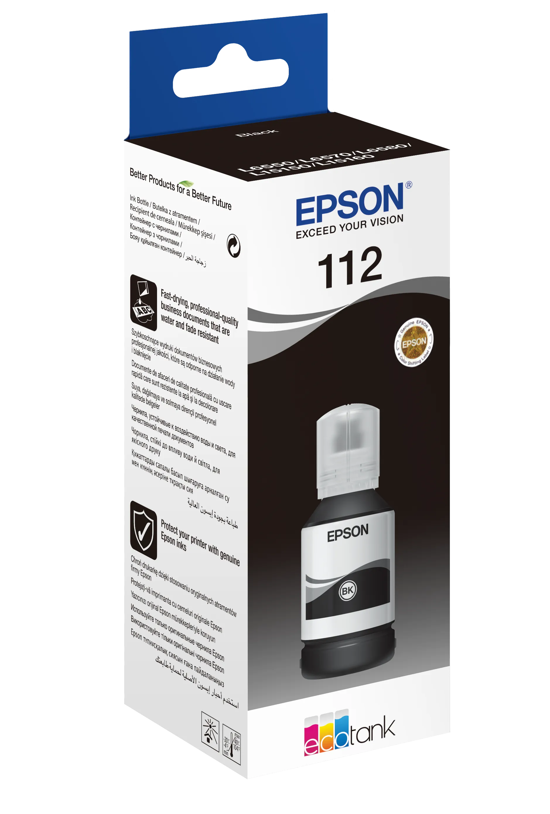 Epson EcoTank 112, Black, Epson, L5160, L5150, 7500 pages, 127 ml, 1 pc(s)