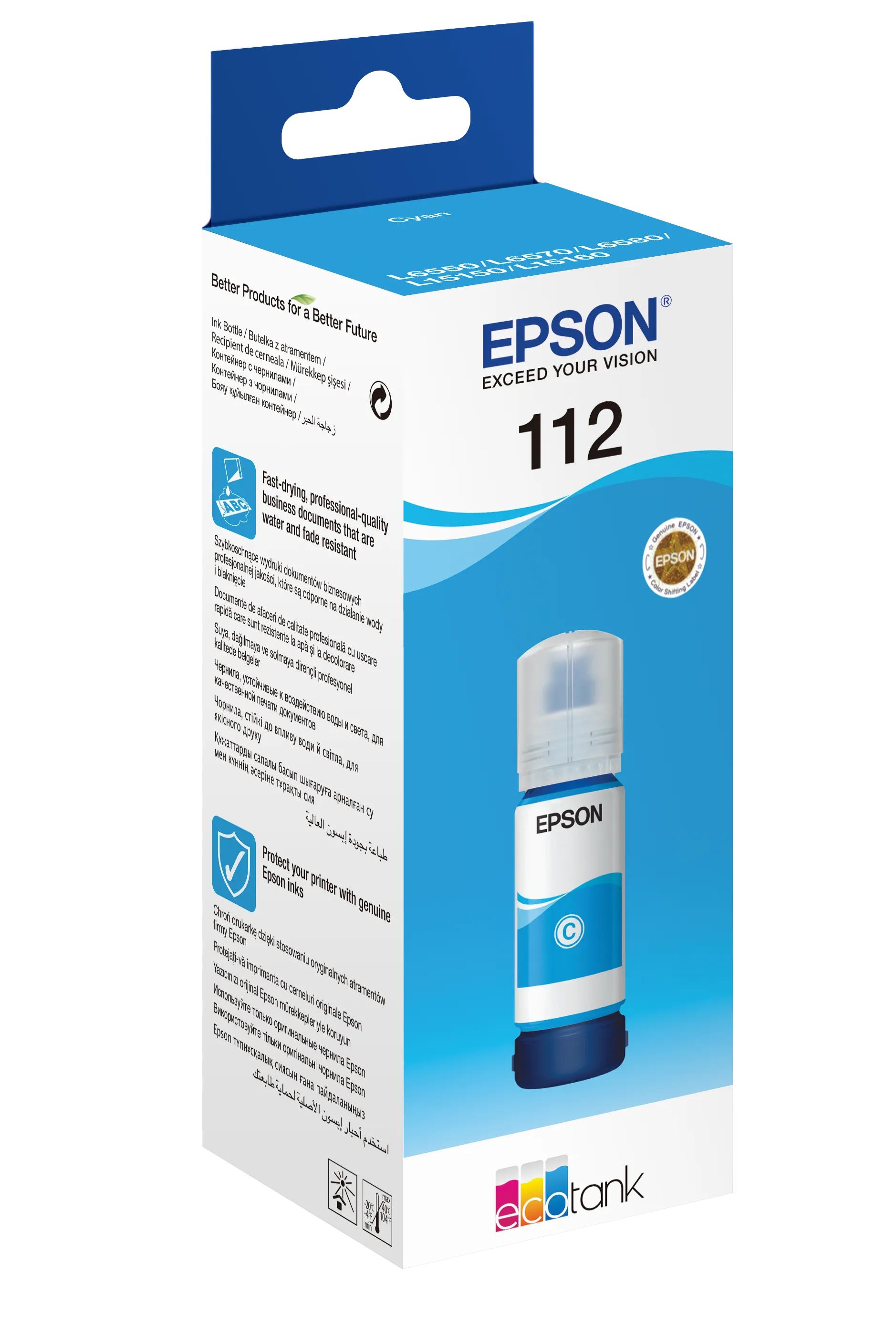 Epson EcoTank 112, Pigment cyan, Epson, L5160, L5150, 6000 pages, 70 ml, 1 pc(s)