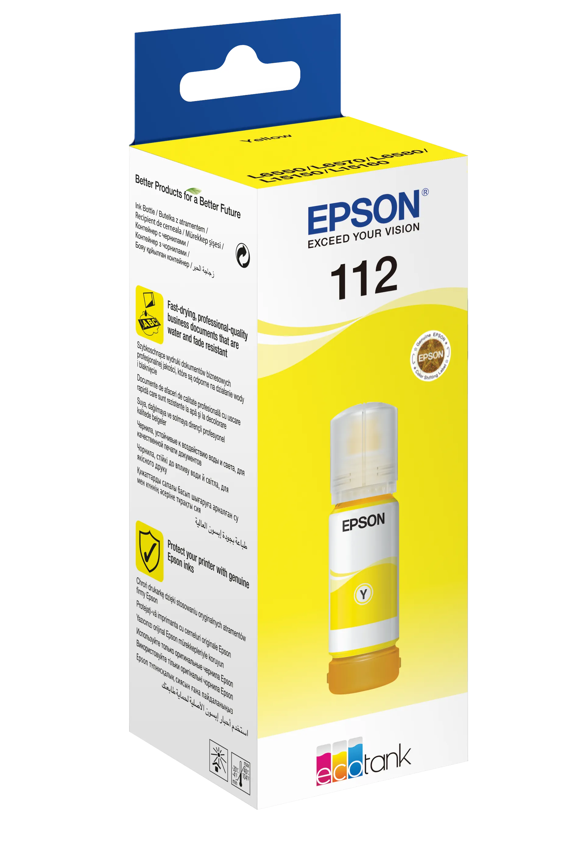 Epson EcoTank 112, Pigment yellow, Epson, L5160, L5150, 6000 pages, 70 ml, 1 pc(s)