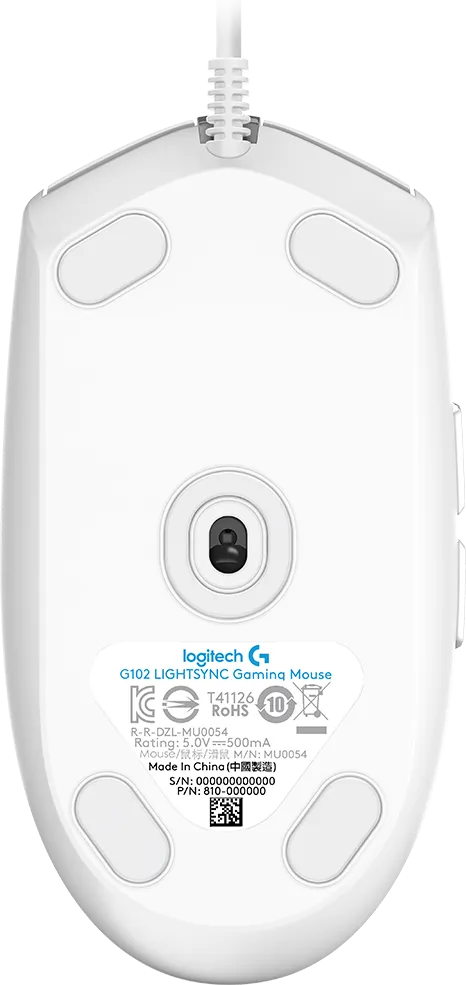 Logitech G G203 LIGHTSYNC Gaming Mouse, USB Type-A, 8000 DPI, 1 ms, White