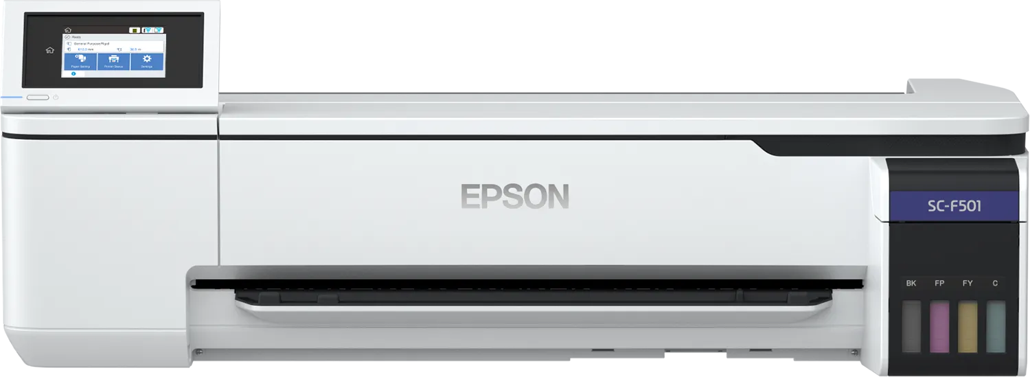 Epson SureColor SC‑F501, Inkjet, 2400 x 1200 DPI, Black, Cyan, Fluorescent pink, Fluorescent yellow, 110 ml, Roll, 0.05 - 0.21 mm