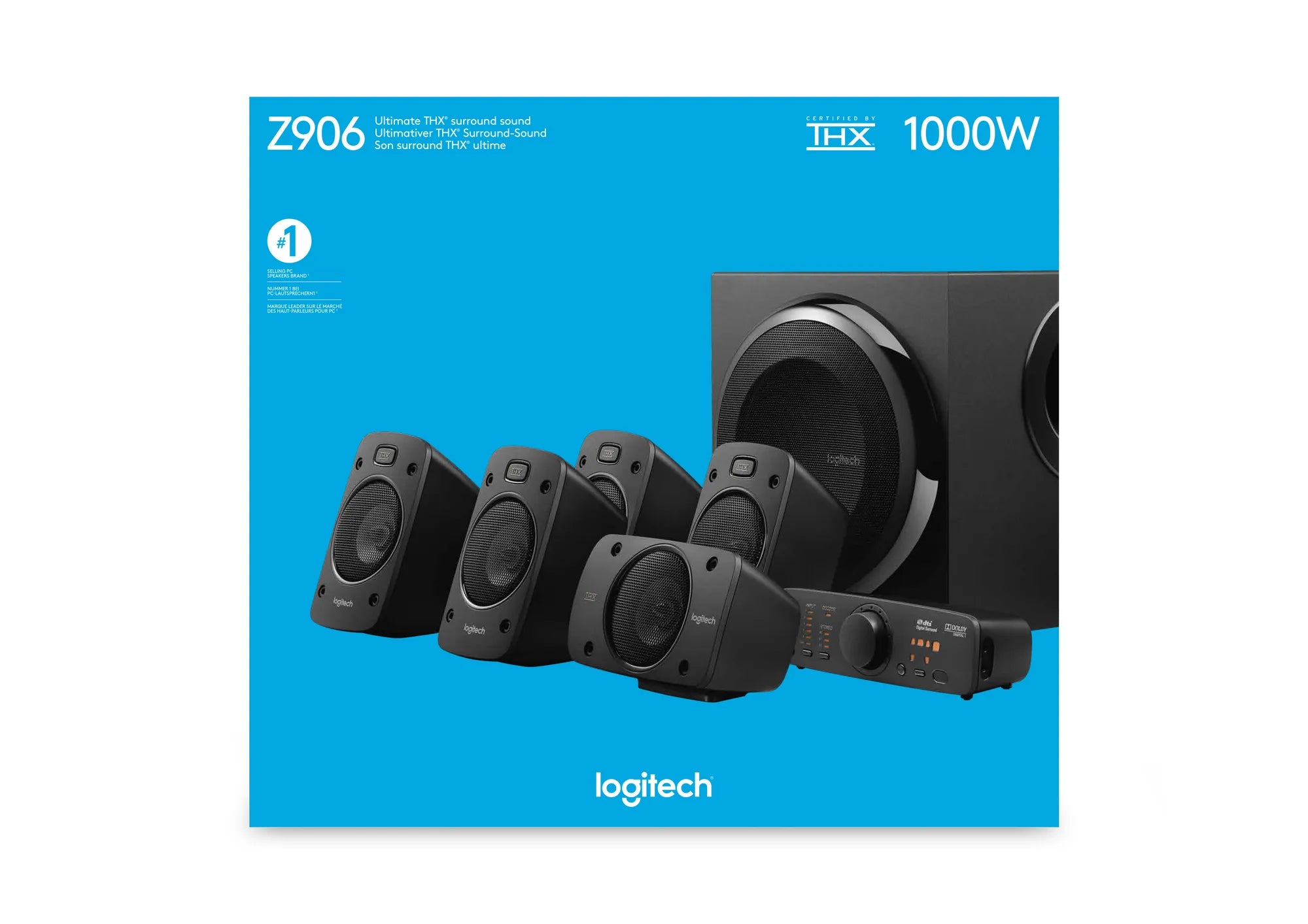 Logitech Z906, 5.1 channels, 500 W, Universal, Black, 1000 W, IR