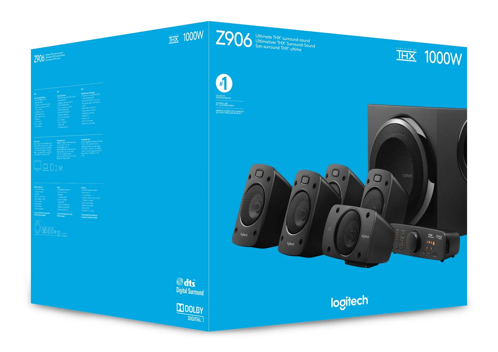 Logitech Z906, 5.1 channels, 500 W, Universal, Black, 1000 W, IR