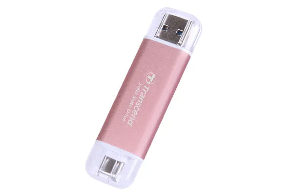 TRANSCEND 512 GB ESD310P USB3.2 TYPE A & C (USB 10Gbps) OTG COMPACT PORTABLE SSD  - Read 1050MB/s Write 950 MB/s - PINK