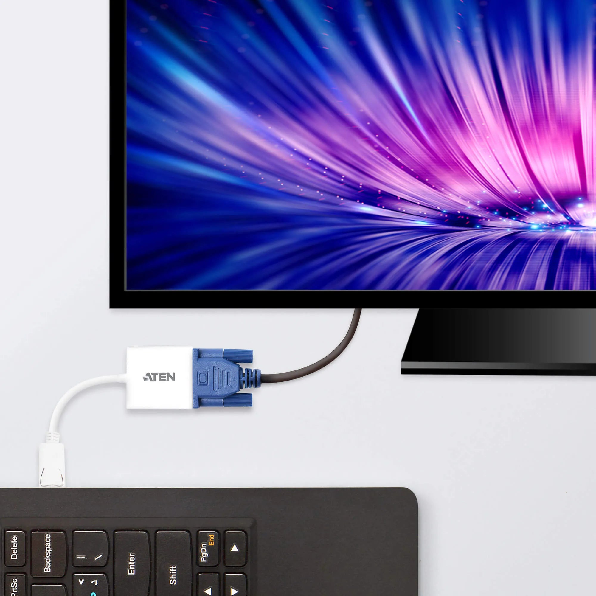 ATEN VC925, DisplayPort, VGA (D-Sub), Male, Female, Straight, Straight