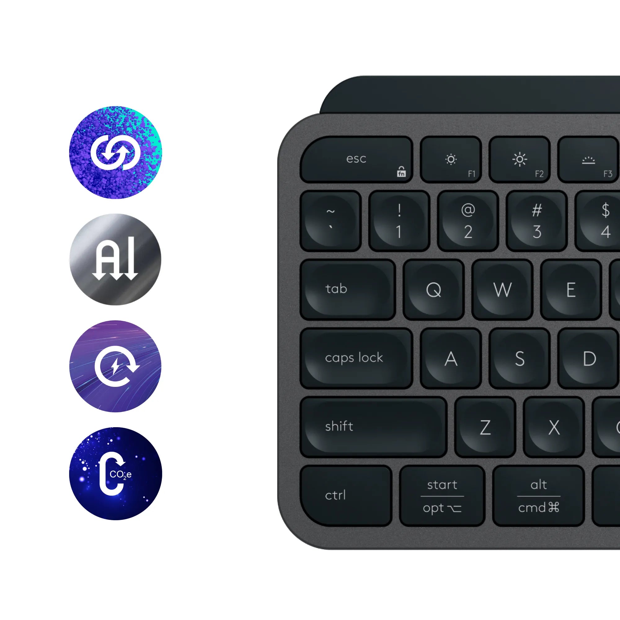 Logitech MX Keys S, Wireless, RF Wireless + Bluetooth, Scissor key switch, QWERTY, LED, Graphite