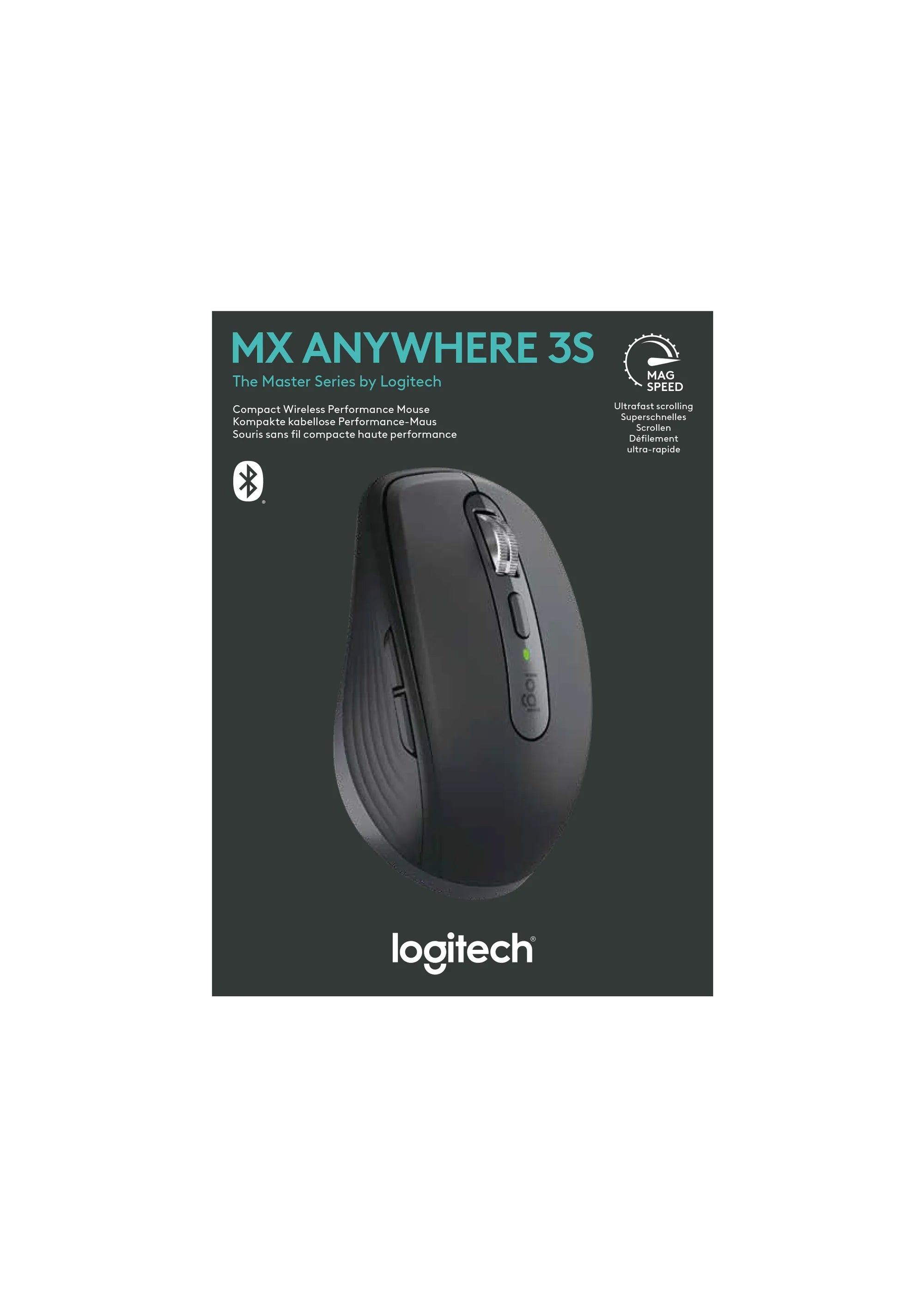 Logitech MX Anywhere 3S, Right-hand, Laser, RF Wireless + Bluetooth, 8000 DPI, Graphite