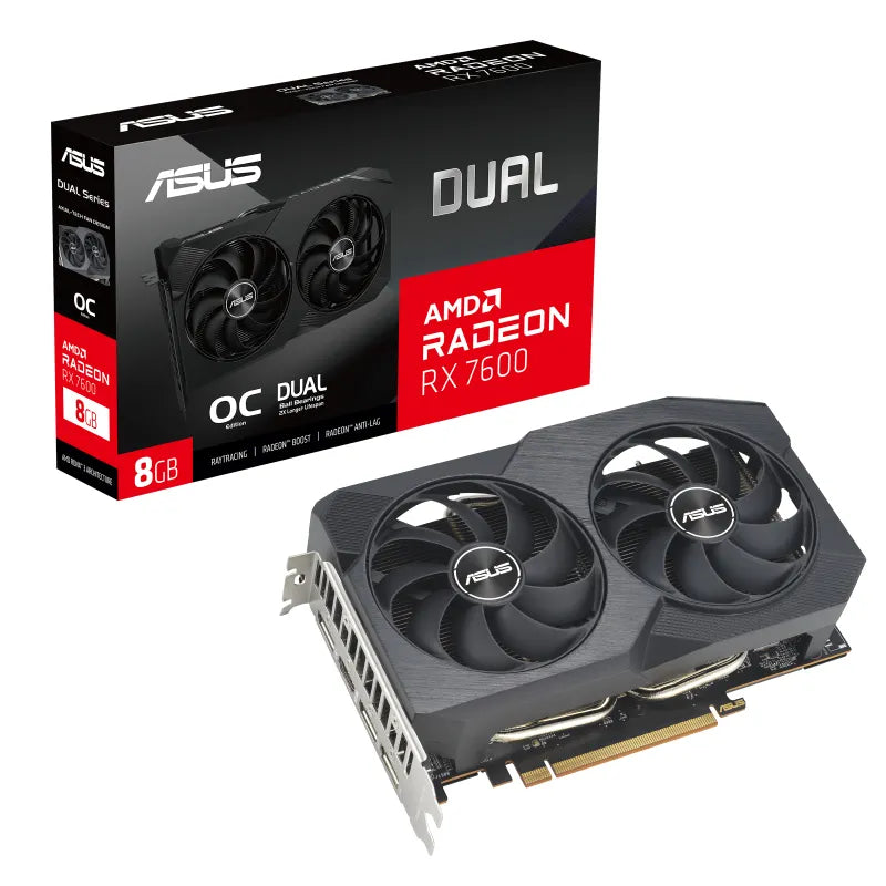 ASUS Dual -RX7600-O8G-V2, Radeon RX 7600, 8 GB, GDDR6, 128 bit, 7680 x 4320 pixels, PCI Express 4.0