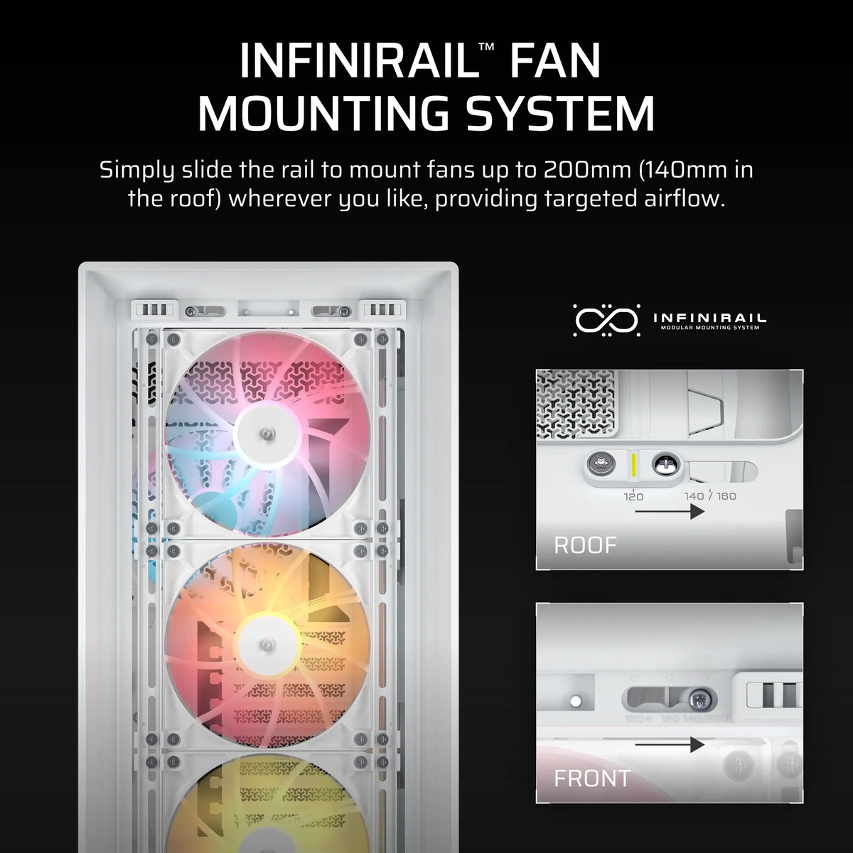 FRAME 5000D ARGB RS Mid-Tower PC Case; 4x 4x RS140 ARGB Fans; 2x 2.5'' ; 1x 3.5'' ; White.