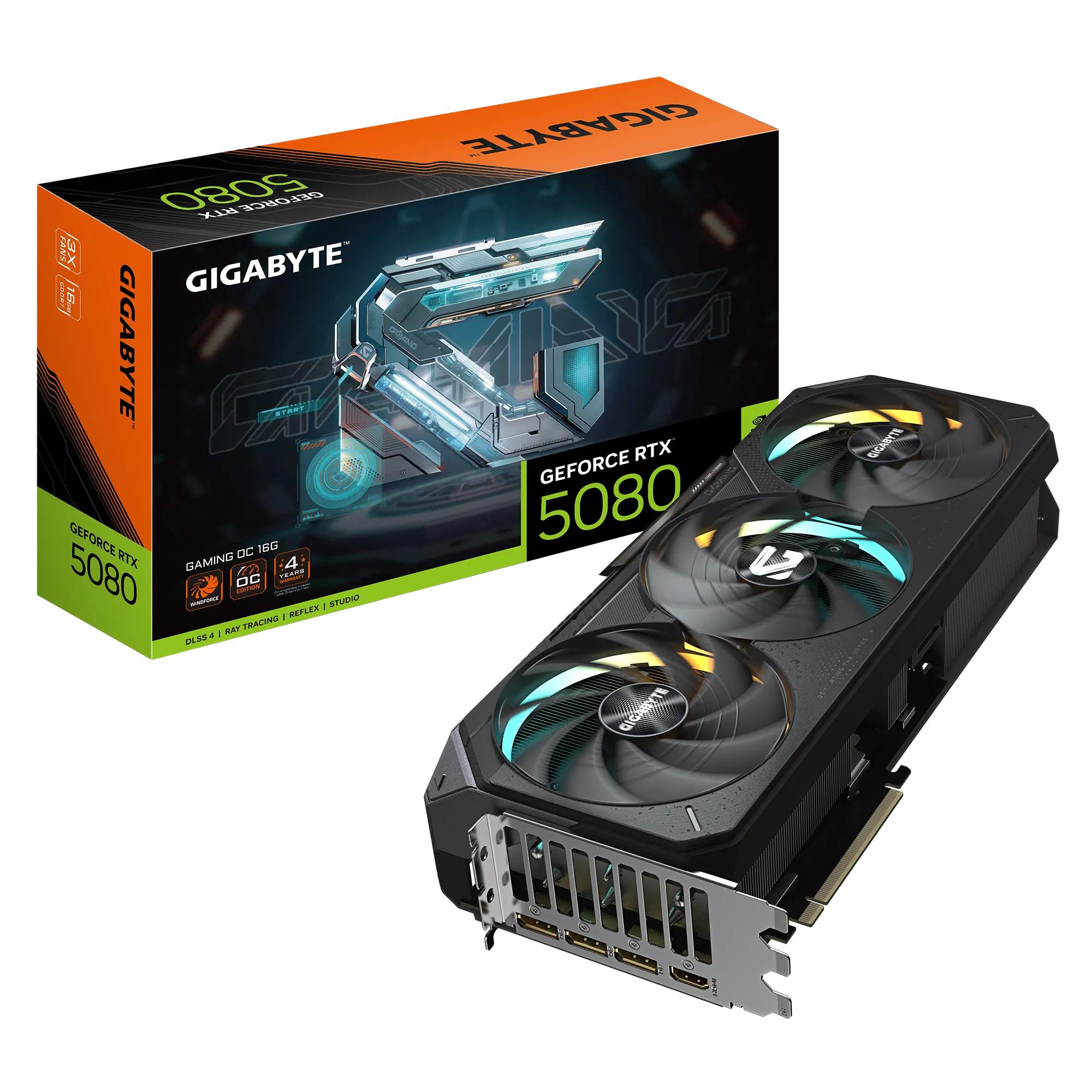 GIGABYTE GeForce RTX 5080 GAMING OC 16G Graphics Card - 16GB GDDR7, 256bit, PCI-E 5.0, 2730MHz Core Clock, 3 x DisplayPort, 1 x HDMI, GV-N5080GAMING OC-16GD, GeForce RTX 5080, 16 GB, GDDR7, 256 bit, 7680 x 4320 pixels, PCI Express 5.0