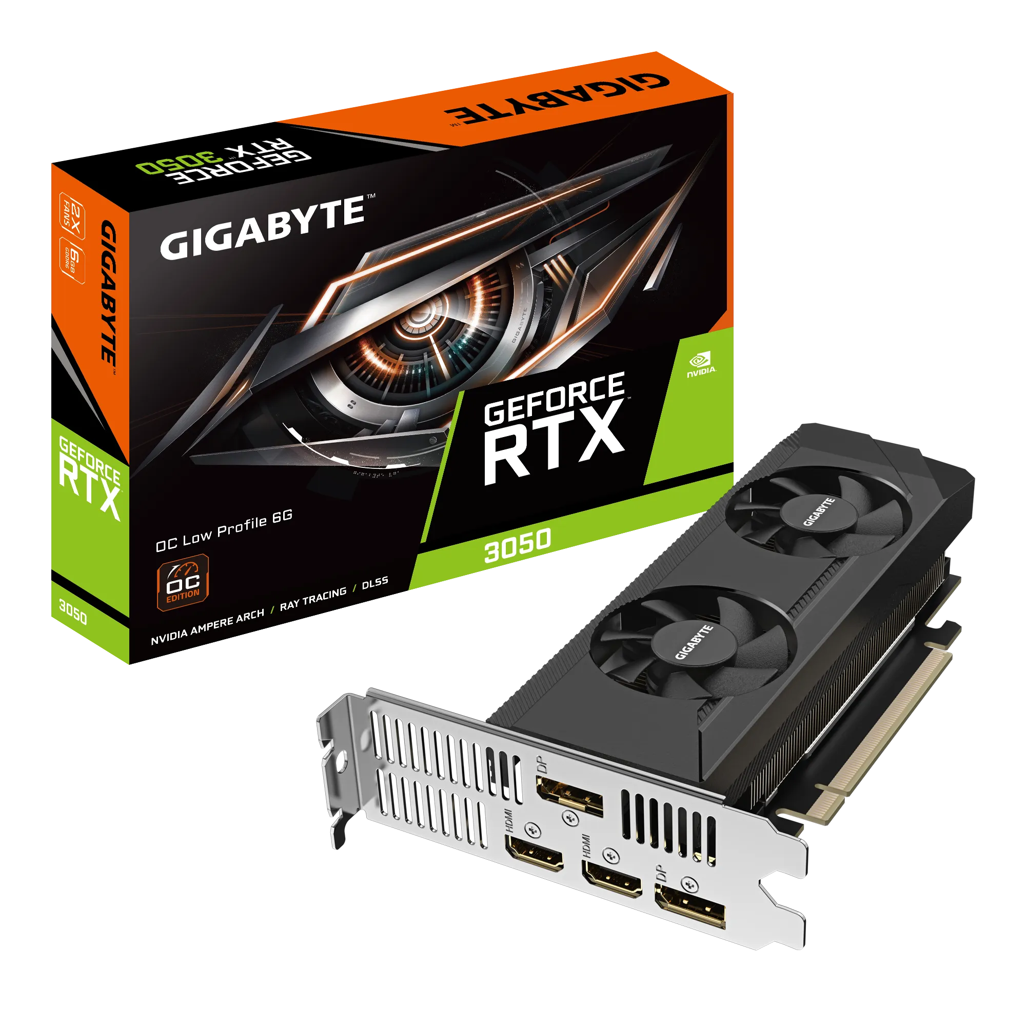 GIGABYTE GeForce RTX 3050 OC Low Profile 6G, GeForce RTX 3050, 6 GB, GDDR6, 96 bit, 7680 x 4320 pixels, PCI Express 4.0