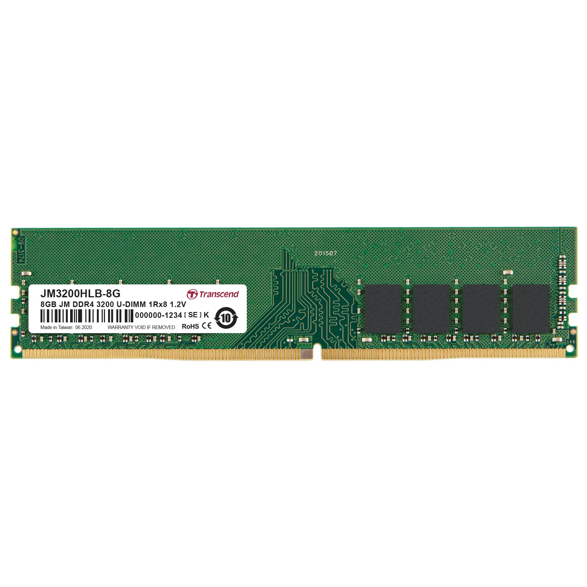 Transcend JetRam DDR4-3200 U-DIMM 8GB, 8 GB, 1 x 8 GB, DDR4, 3200 MHz, 288-pin DIMM