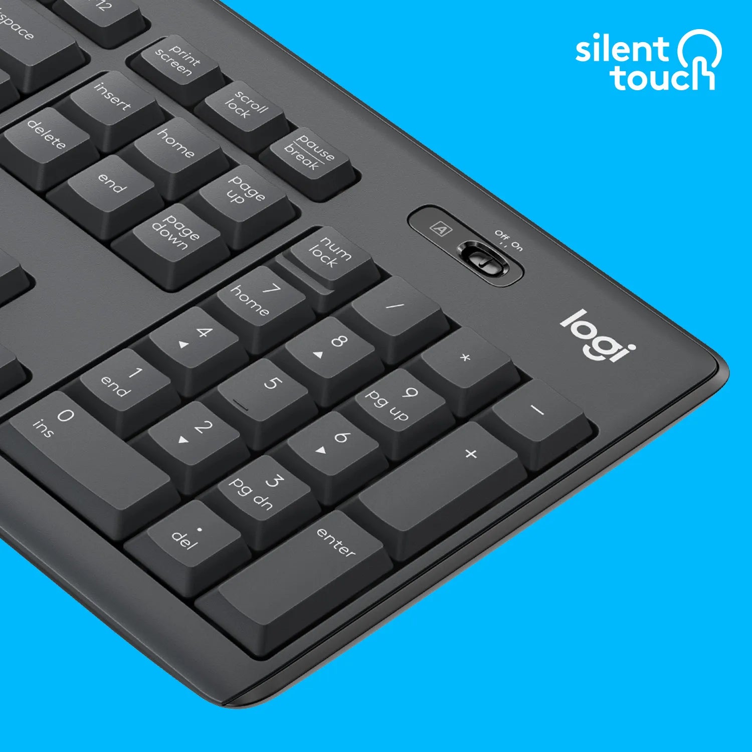 Logitech MK295 Silent Wireless Combo, Full-size (100%), USB, QWERTY, Graphite, Mouse included