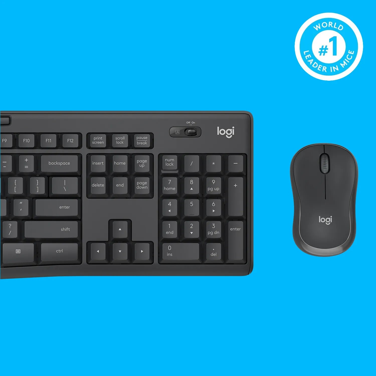 Logitech MK295 Silent Wireless Combo, Full-size (100%), USB, QWERTY, Graphite, Mouse included