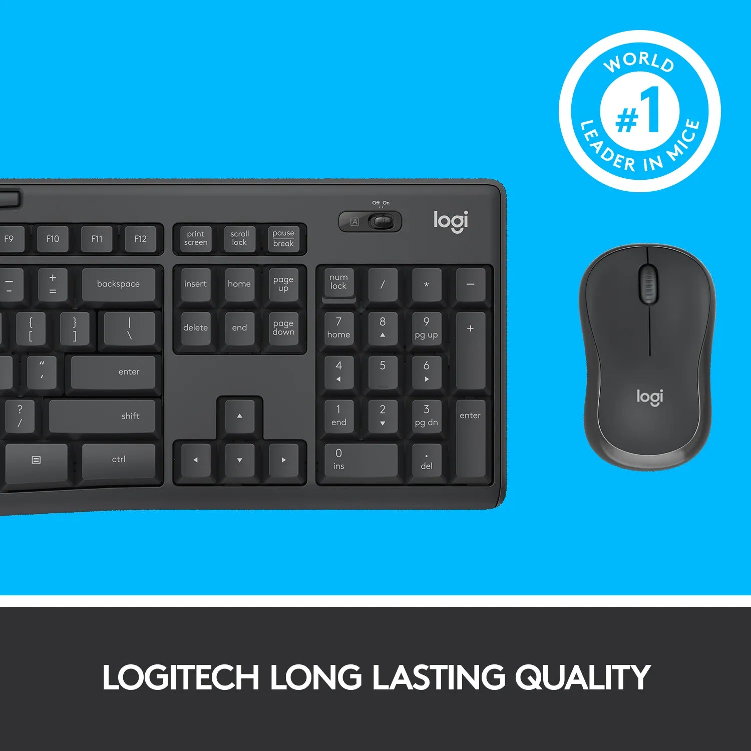 Logitech MK295 Silent Wireless Combo, Full-size (100%), USB, QWERTY, Graphite, Mouse included