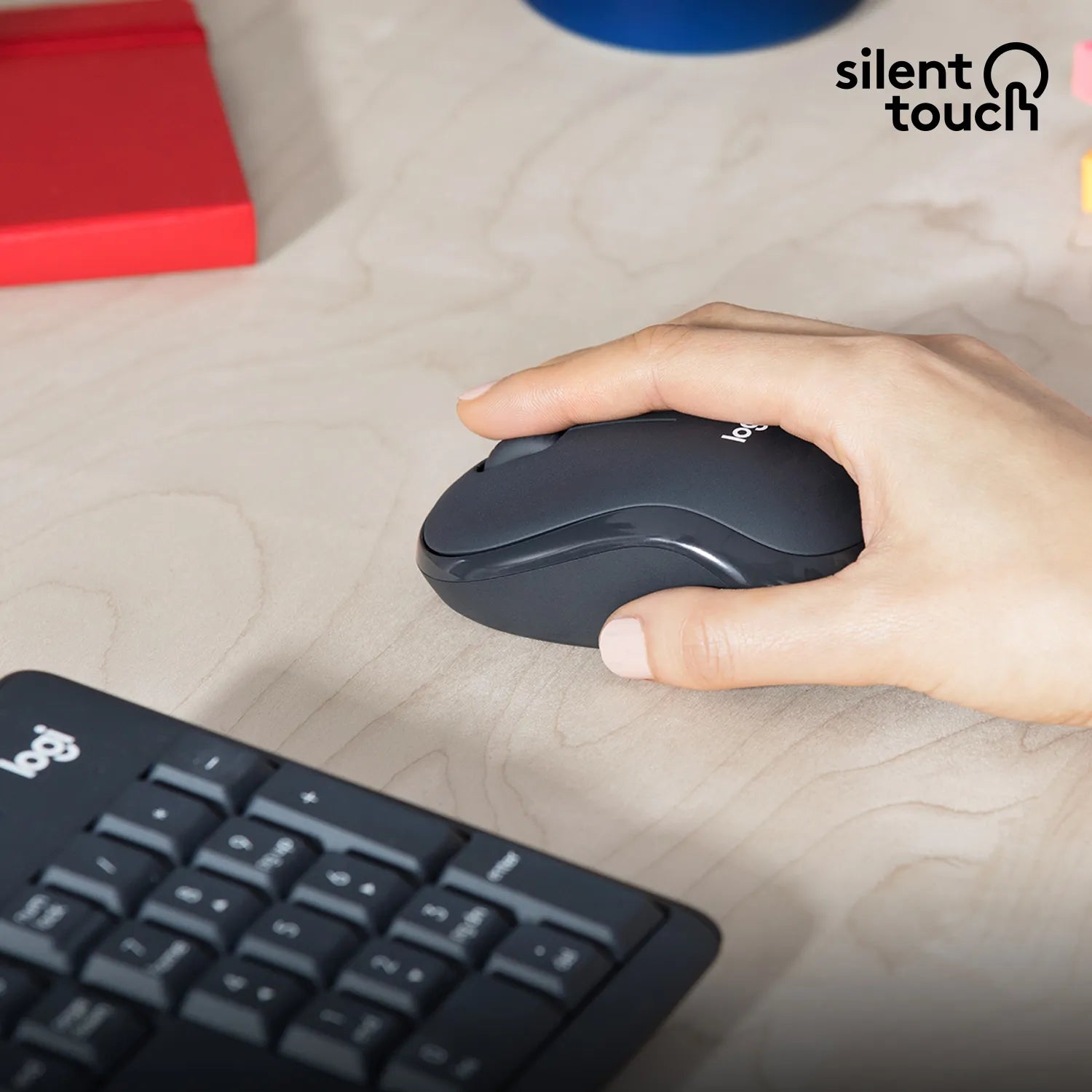 Logitech MK295 Silent Wireless Combo, Full-size (100%), USB, QWERTY, Graphite, Mouse included