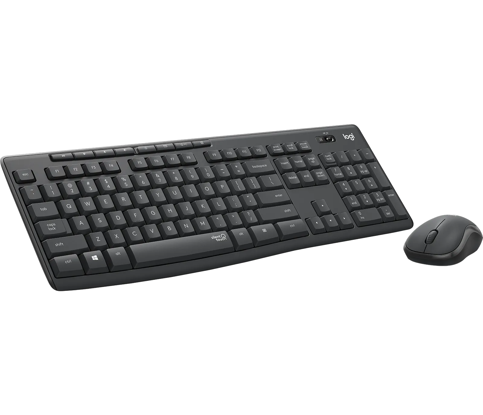 Logitech MK295 Silent Wireless Combo, Full-size (100%), USB, QWERTY, Graphite, Mouse included