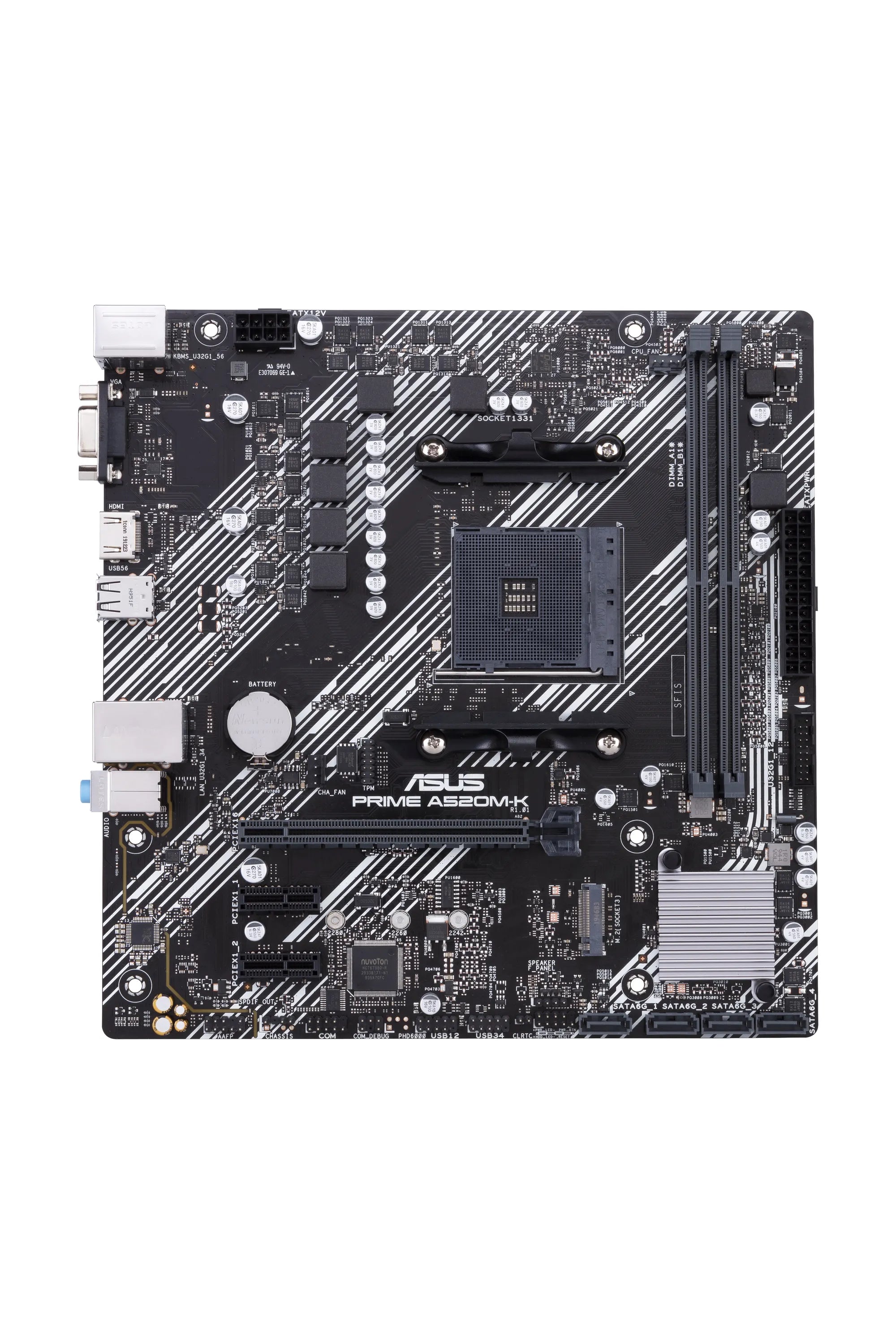 ASUS PRIME A520M-K, AMD, AMD Ryzen 3 3rd Gen, 3rd Generation AMD Ryzen 5, 3rd Generation AMD Ryzen 7, 3rd Generation AMD..., DDR4-SDRAM, DIMM, 2133,2400,2666,2800,3000,3200,3333,3466,3600,3733,3866,4000,4400,4600 MHz, 64 GB