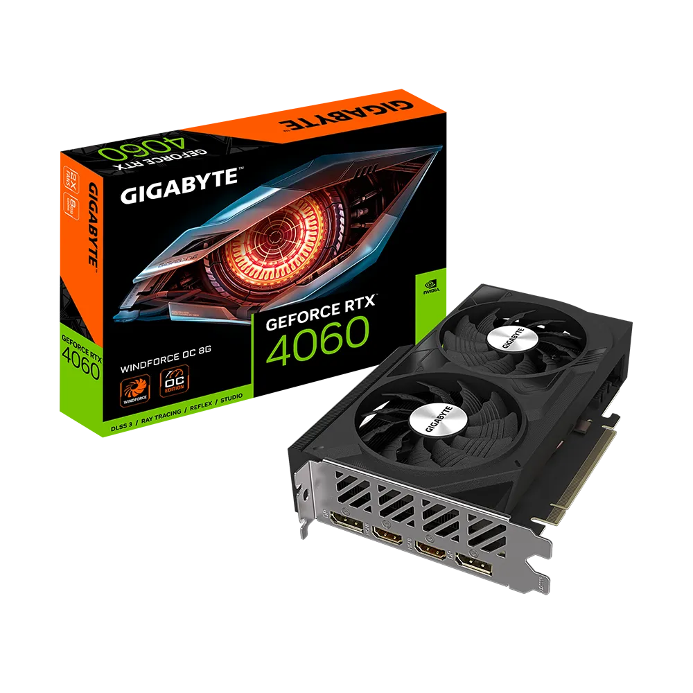 GIGABYTE GeForce RTX 4060 WINDFORCE OC 8G, GeForce RTX 4060, 8 GB, GDDR6, 128 bit, 7680 x 4320 pixels, PCI Express 4.0