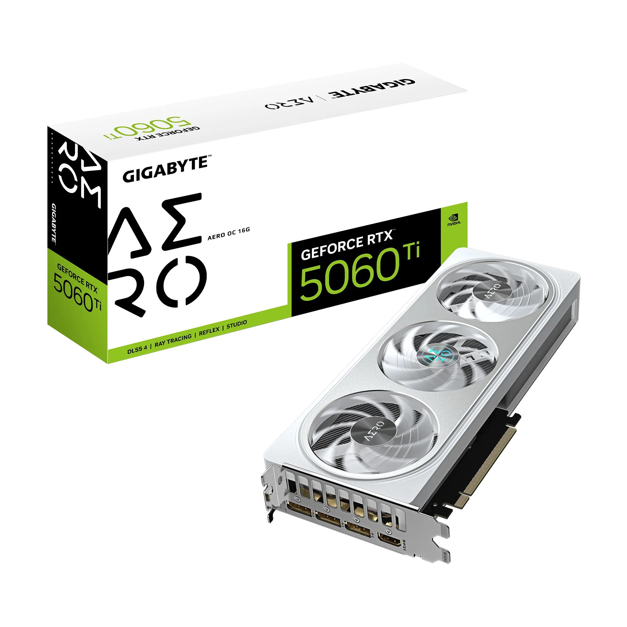 GIGABYTE GeForce RTX 5060 Ti AERO OC 16G Graphics Card - 16GB GDDR7, 128bit, PCI-E 5.0, 2647MHz Core Clock, 3 x DisplayPort, 1 x HDMI, GV-N506TAERO OC-16GD, GeForce RTX 5060 Ti, 16 GB, GDDR7, 128 bit, 7680 x 4320 pixels, PCI Express x16 5.0