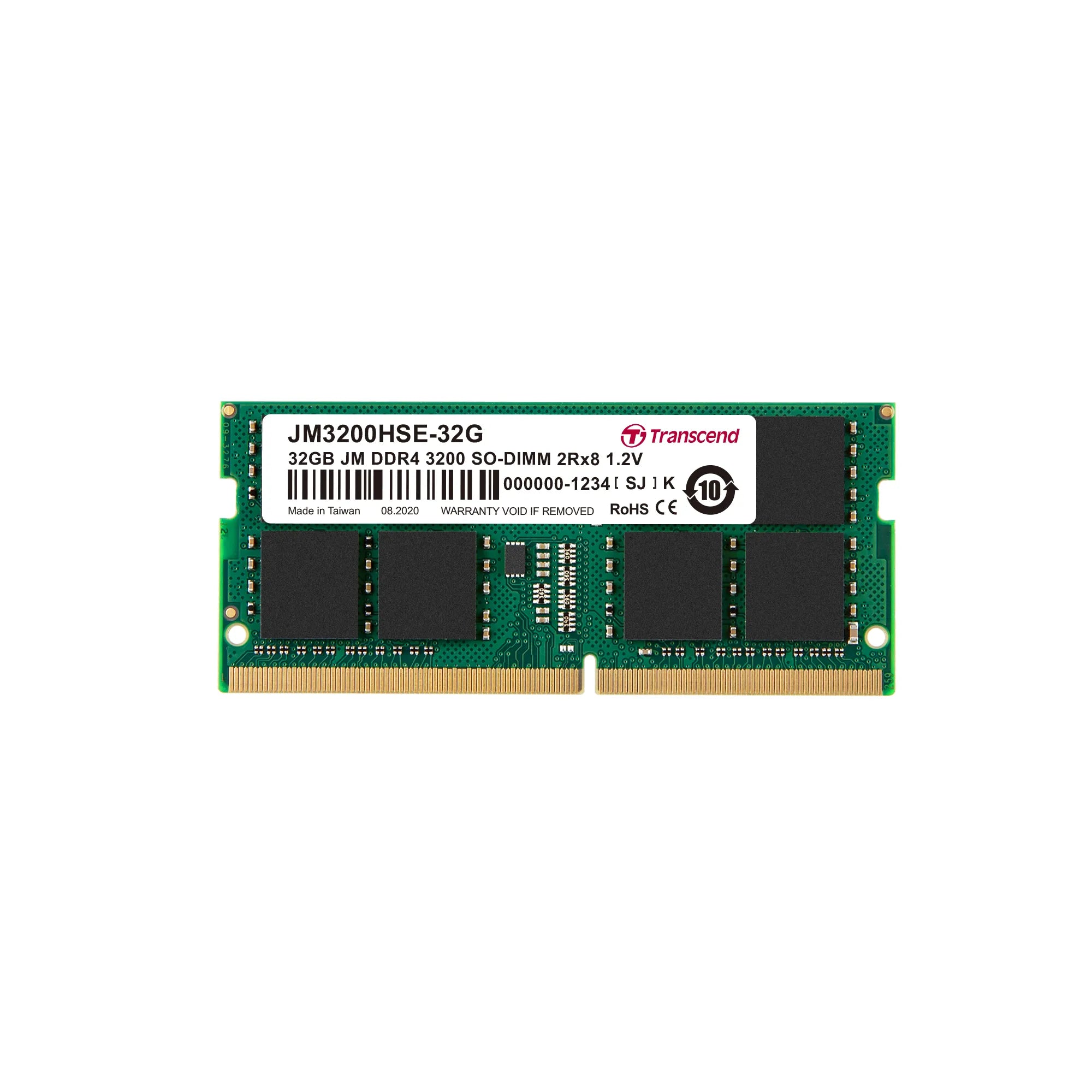 Transcend DDR4-3200 SO-DIMM 32GB JetRam, 32 GB, 2 x 8 GB, DDR4, 3200 MHz, 260-pin SO-DIMM