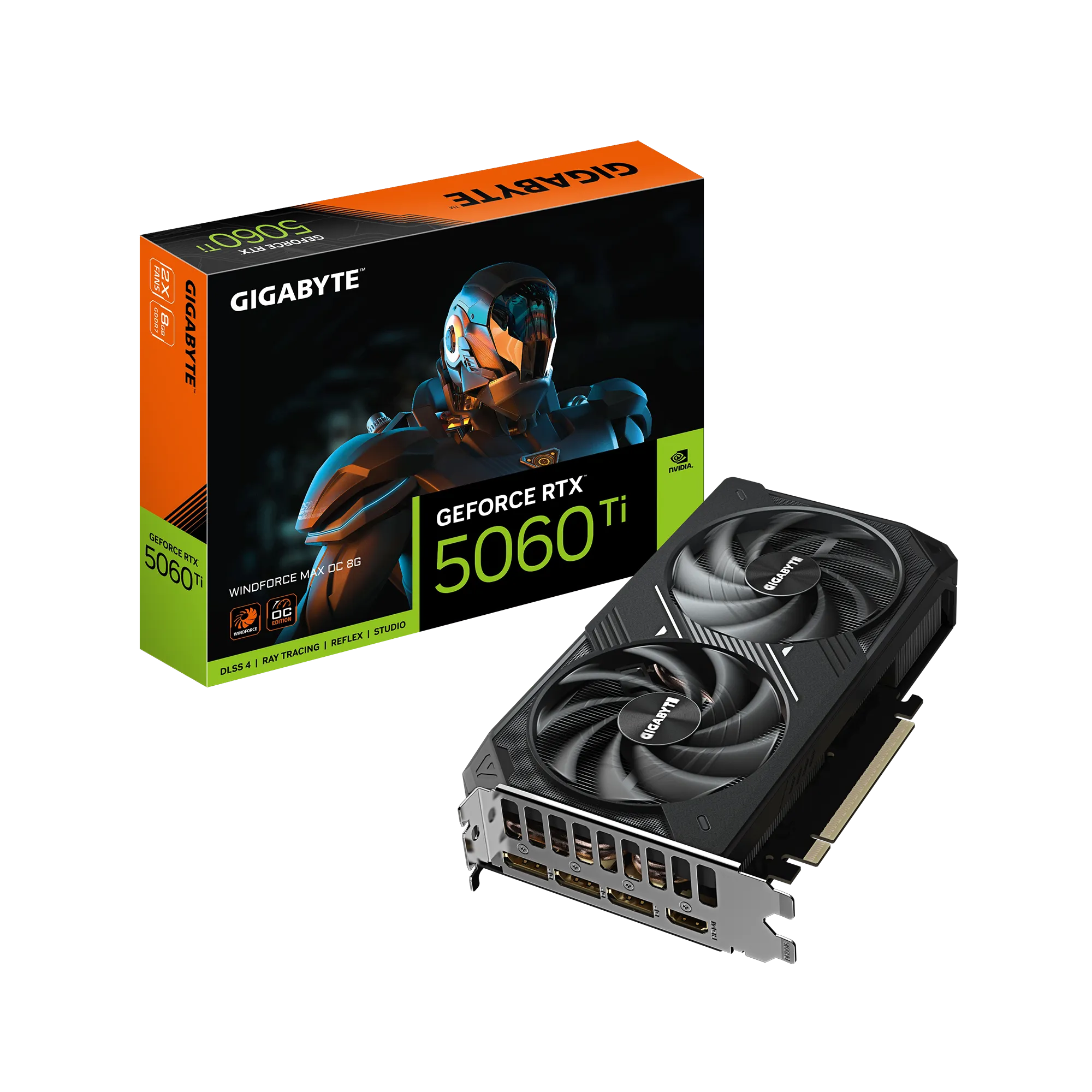 GIGABYTE nVidia GeForce RTX 5060Ti WINDFORCE MAX 8GB - 8GB GDDR7; 128-Bit Memory Bus; 1x HDMI; 3x DisplayPort
