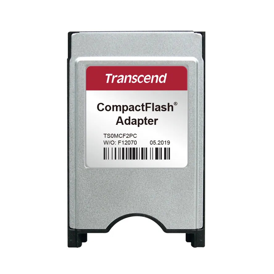 Transcend PCMCIA CompactFlash Adapter, CF, Silver, CompactFlash (Type I), CE/FCC/BSMI/RCM, 54 mm, 5 mm