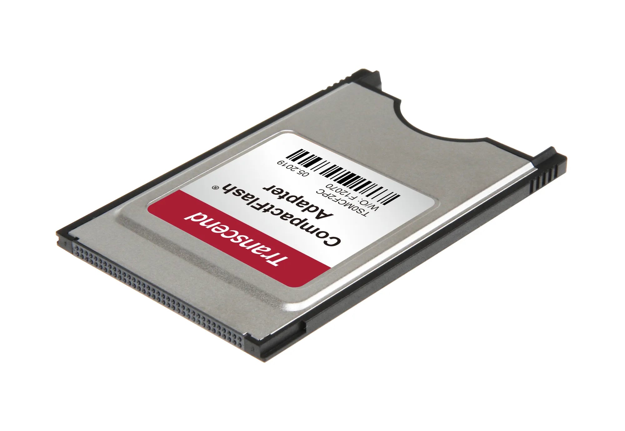 Transcend PCMCIA CompactFlash Adapter, CF, Silver, CompactFlash (Type I), CE/FCC/BSMI/RCM, 54 mm, 5 mm