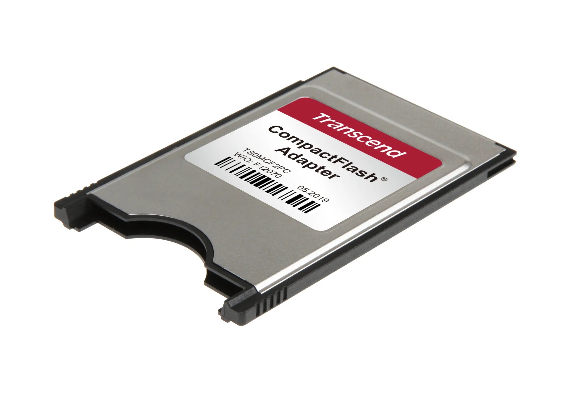 Transcend PCMCIA CompactFlash Adapter, CF, Silver, CompactFlash (Type I), CE/FCC/BSMI/RCM, 54 mm, 5 mm