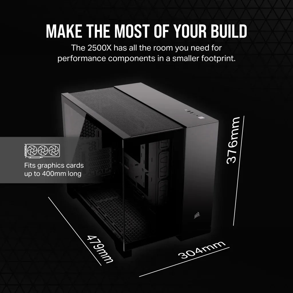 Corsair 2500D AIRFLOW, Midi Tower, PC, Black, ATX, 18 cm, 40 cm