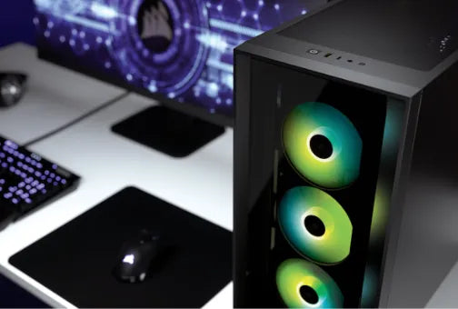 Corsair iCUE 4000X RGB, Midi Tower, PC, Black, ATX, EATX, micro ATX, Mini-ITX, Plastic, Steel, Tempered glass, Gaming